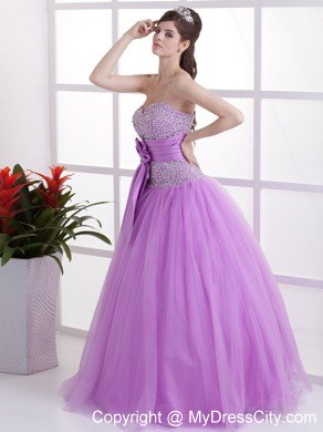 Lavender Floor-length Pageant Gown with Beading