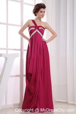 Single Shoulder Pageant Dress with Pleats and Beading