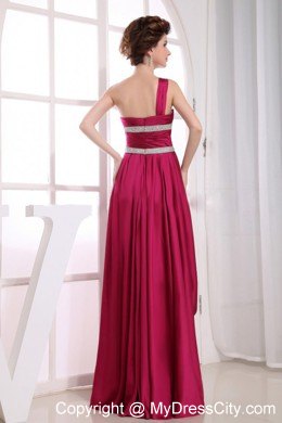 Single Shoulder Pageant Dress with Pleats and Beading