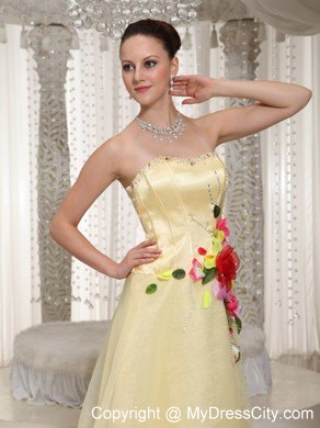 Long Sweetheart Pageant Gown with Colored Hand-made Flowers