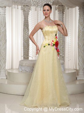 Long Sweetheart Pageant Gown with Colored Hand-made Flowers