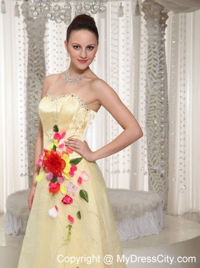 Long Sweetheart Pageant Gown with Colored Hand-made Flowers