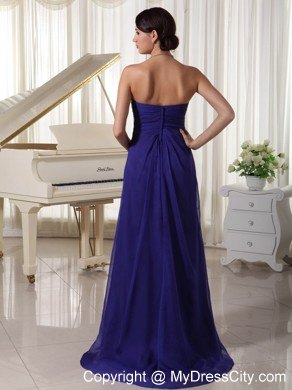 Chiffon Zipper-up Back Empire Brush Train Sleeveless Pageant Dress