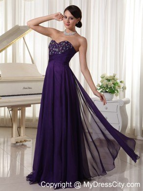 Beaded Sweetheart Purple Prom Pageant Dress with Appliques