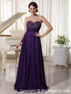 Beaded Sweetheart Purple Prom Pageant Dress with Appliques