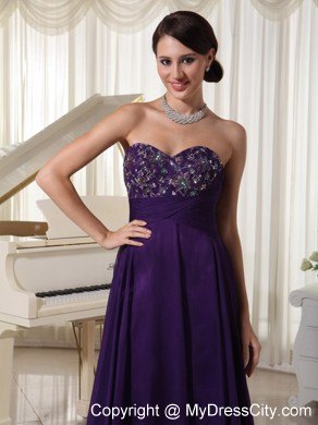 Beaded Sweetheart Purple Prom Pageant Dress with Appliques