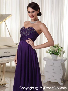 Beaded Sweetheart Purple Prom Pageant Dress with Appliques