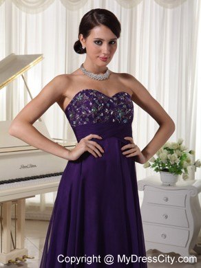 Beaded Sweetheart Purple Prom Pageant Dress with Appliques