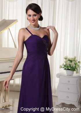 Dark Purple One Shoulder Appliques Pageant Dress With Beading