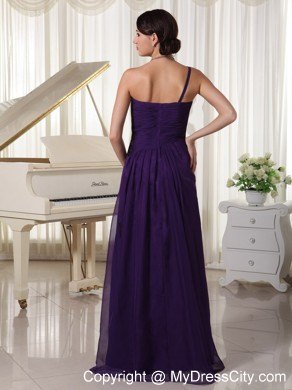 Dark Purple One Shoulder Appliques Pageant Dress With Beading