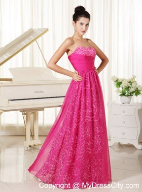 Beading Sweetheart Hot Pink Pageant Dress with Leopard