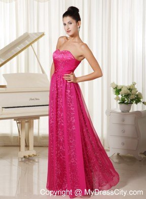 Beading Sweetheart Hot Pink Pageant Dress with Leopard