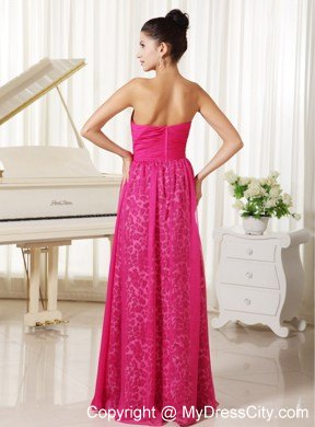 Beading Sweetheart Hot Pink Pageant Dress with Leopard