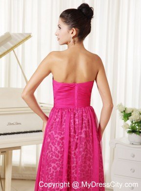 Beading Sweetheart Hot Pink Pageant Dress with Leopard