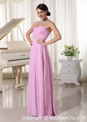 Ruched Sweetheart Baby Pink Prom Party Dress with Appliques