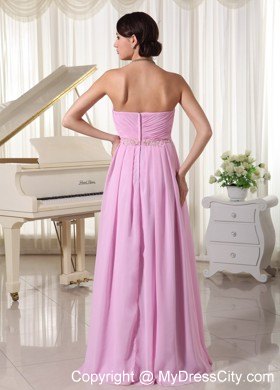 Ruched Sweetheart Baby Pink Prom Party Dress with Appliques