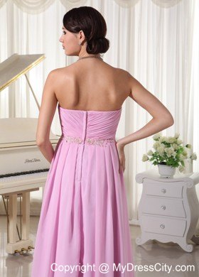 Ruched Sweetheart Baby Pink Prom Party Dress with Appliques