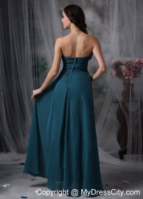 Peacock Green Strapless Flowery Prom Maxi Dress Floor-length