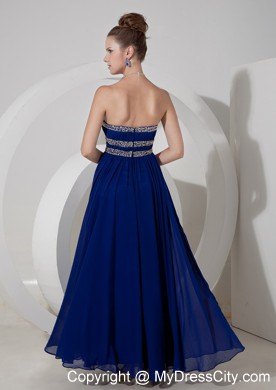 Royal Blue Empire Strapless Beaded Pageant Dress with Chiffon