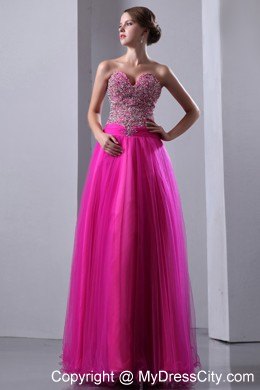 Fuchsia Sweetheart A-line Beading Prom Dress 2013 on Sale