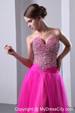 Fuchsia Sweetheart A-line Beading Prom Dress 2013 on Sale