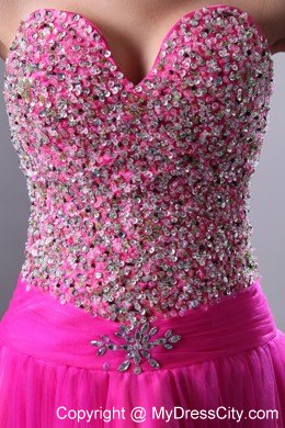 Fuchsia Sweetheart A-line Beading Prom Dress 2013 on Sale