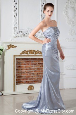 Sliver Sheath Strapless Pageant Dress with Beading and Ruches