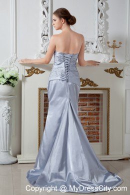 Sliver Sheath Strapless Pageant Dress with Beading and Ruches