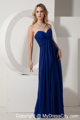 Beaded Sweetheart Royal Blue Pageant Dress Floor-length