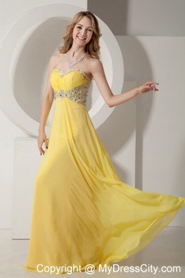 Sweetheart Chiffon Ruched Prom Dress with Colorful Beadings