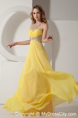 Sweetheart Chiffon Ruched Prom Dress with Colorful Beadings