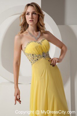 Sweetheart Chiffon Ruched Prom Dress with Colorful Beadings