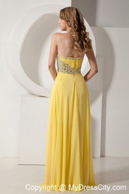 Sweetheart Chiffon Ruched Prom Dress with Colorful Beadings