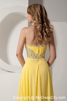 Sweetheart Chiffon Ruched Prom Dress with Colorful Beadings