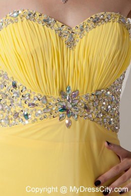 Sweetheart Chiffon Ruched Prom Dress with Colorful Beadings