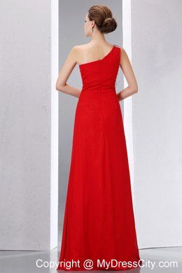 Cheap Red Chiffon Beauty Pageant Dress with Single Shoulder