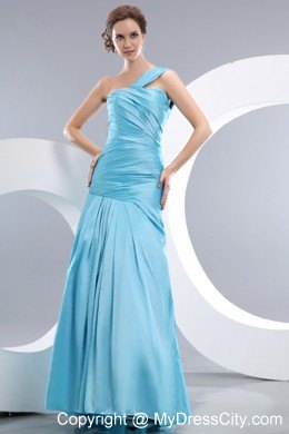 Mermaid Ruched Blue Pageant Evening Dress with One Shoulder