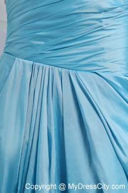 Mermaid Ruched Blue Pageant Evening Dress with One Shoulder