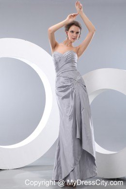 Sweetheart Gray Column Ruched Pageant Dresses Ankle-length