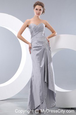 Sweetheart Gray Column Ruched Pageant Dresses Ankle-length