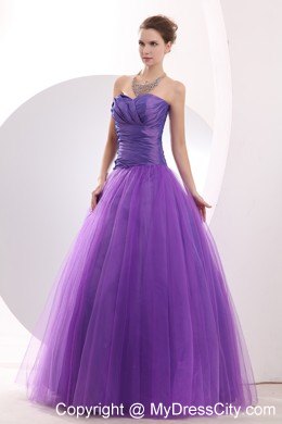 Long Purple Sweetheart Beauty Pageant Dresses with Ruches