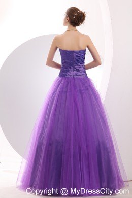 Long Purple Sweetheart Beauty Pageant Dresses with Ruches