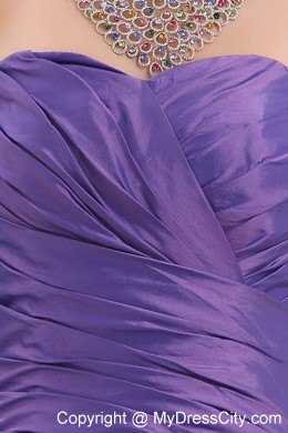 Long Purple Sweetheart Beauty Pageant Dresses with Ruches