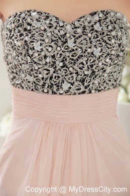 Pink Sweetheart Chiffon Beaded Prom Pageant Dress Floor-length