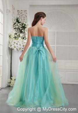 Sweetheart Slinky Colorful Prom Pageant Dress with Brush Train