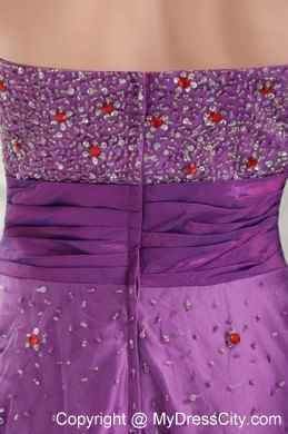 Wholesale Strapless Beaded Purple Pageant Dress with Ribbon