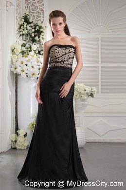 Long Black Sweetheart Ruched Prom Pageant Dress with Zipper Up