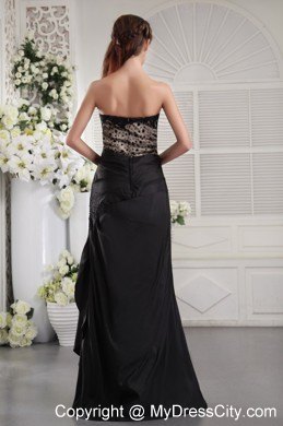 Long Black Sweetheart Ruched Prom Pageant Dress with Zipper Up