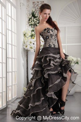 2013 Brown A-Line Appliques High-low Prom Pageant Dress