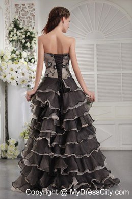 2013 Brown A-Line Appliques High-low Prom Pageant Dress